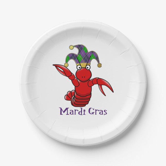 Mardi Gras Crawfish Paper Plates (Front)