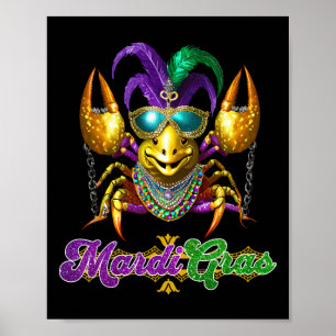 Mardi Gras Crawfish Party Costume Mask Feathers Be Poster
