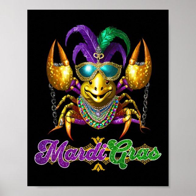 Mardi Gras Crawfish Party Costume Mask Feathers Be Poster (Front)