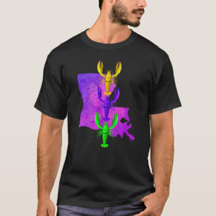 Mardi Gras crayfish, Louisiana map paint splash, M T-Shirt