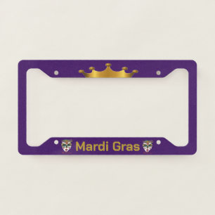 Mardi Gras Crown Gold on Purple License Plate Frame