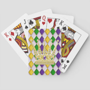 Mardi Gras Crown Harlequin Pattern White Poker Cards