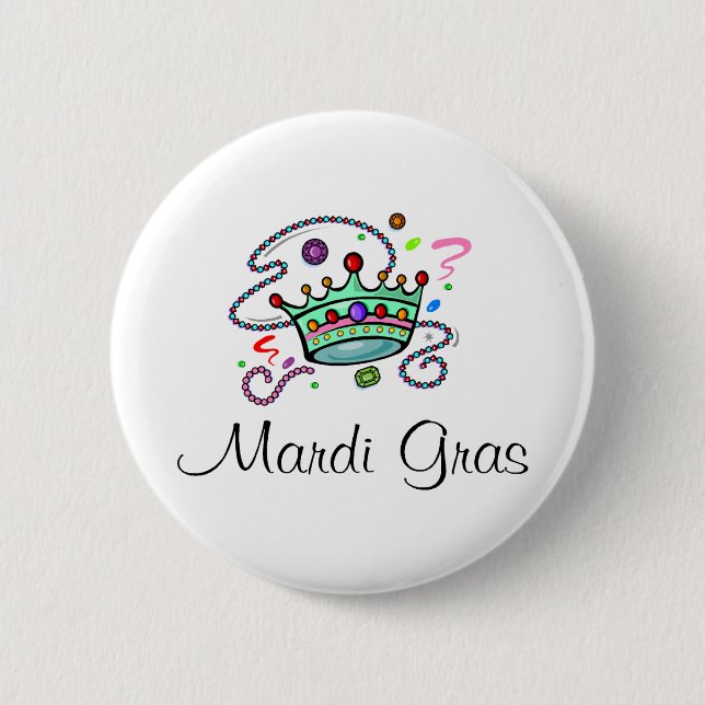 Mardi Gras Crown Pinback Button (Front)