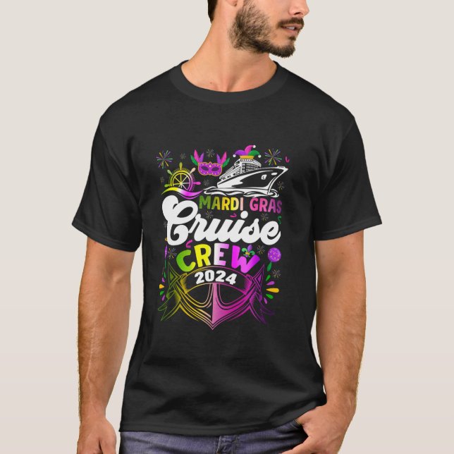 Mardi Gras Cruise Crew 2024 Cruising Funny Festiva T-Shirt (Front)