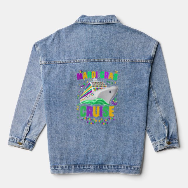 Mardi Gras Cruise Cruising Mask Cruise Ship Party  Denim Jacket (Back)