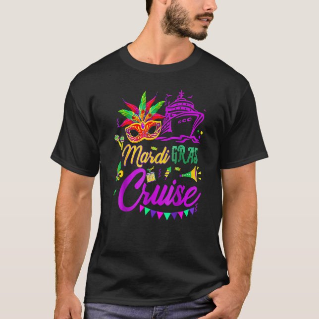 Mardi Gras Cruise Cruising Mask Cruise Ship Party  T-Shirt (Front)