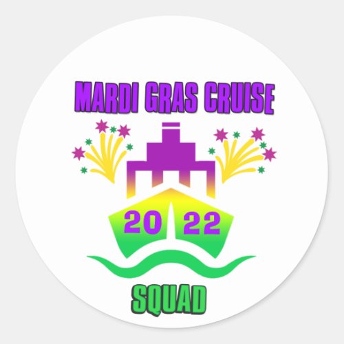 Mardi Gras Cruise Squad Group Matching   Classic Round Sticker