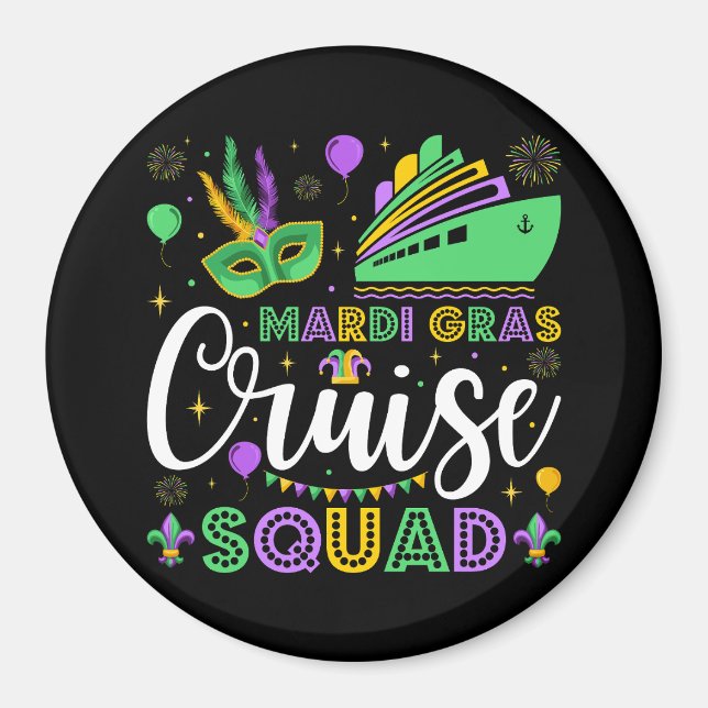 Mardi Gras Cruise Squad Matching Circle Magnet (Front)