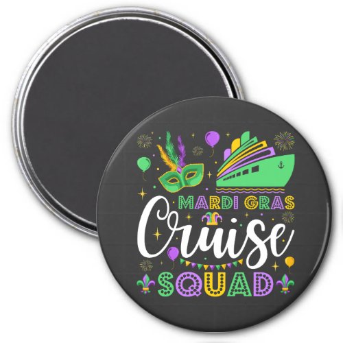 Mardi Gras Cruise Squad Matching Circle Magnet