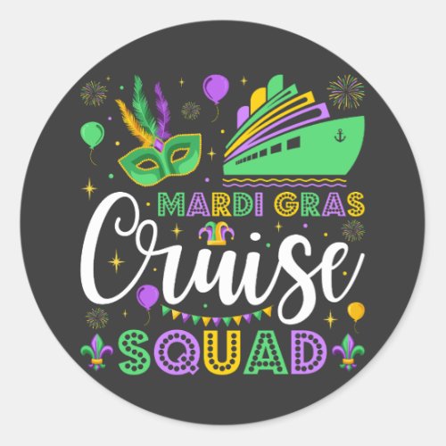 Mardi Gras Cruise Squad Matching Classic Round Sticker