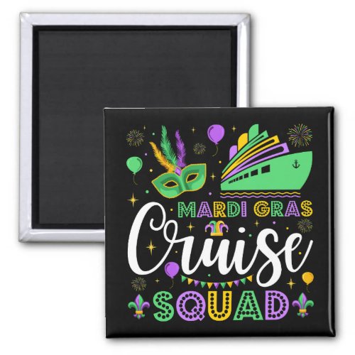 Mardi Gras Cruise Squad Matching Square Magnet