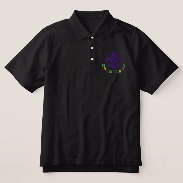 Mardi Gras Custom Embroidered Polo (Design Front)