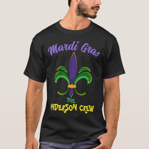 Mardi Gras Custom Family Name Crew T_shirt