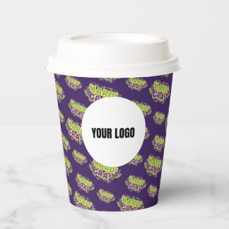 Mardi Gras Custom Logo Business Purple Green Paper Paper Cups