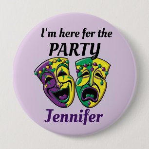 Mardi Gras Custom Name PARTY Button Mardigras