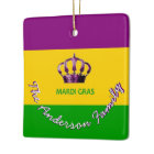 Mardi Gras Custom Ornament with Back NOLA