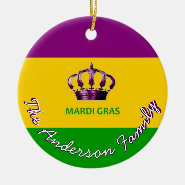 Mardi Gras Custom Ornament with Back NOLA (Front)
