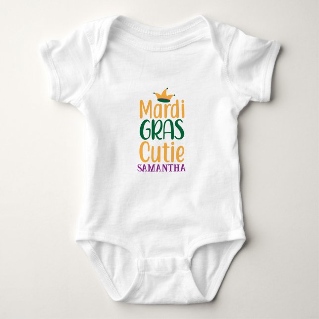 Mardi Gras Cutie Personalized Baby Bodysuit (Front)