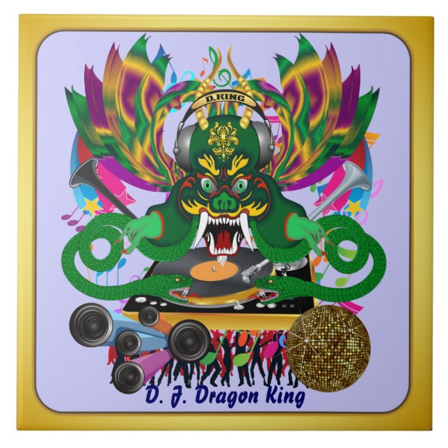 Mardi Gras D. J. Dragon King View Hints please Ceramic Tile (Front)