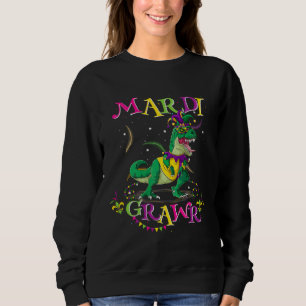 Mardi Gras Dabbing Rex Dinosaur Mardi Grawr Bead C Sweatshirt