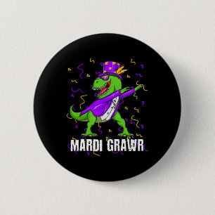 Mardi Gras Dabbing T Rex Dinosaur Mardi Grawr Bead Button