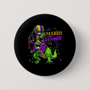 Mardi Gras Dabbing T Rex Dinosaur Mardi Grawr Bead Button