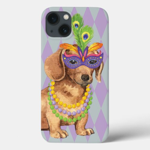 Mardi Gras Dachshund iPhone 13 Case