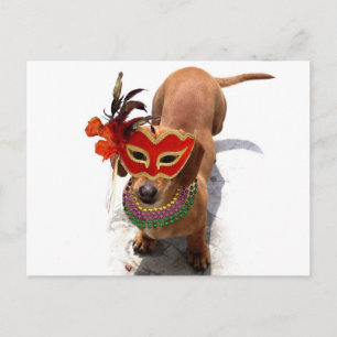 Mardi Gras Dachshund Dog postcard