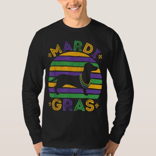 Mardi Gras Dachshund Pet Dog Lover Mom Women Gift T_Shirt