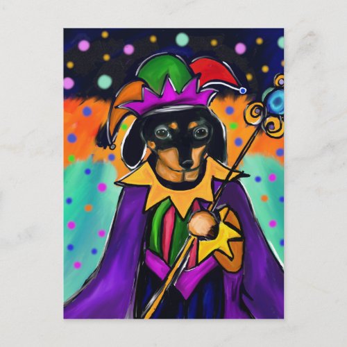 MARDI GRAS DACHSHUND POSTCARD