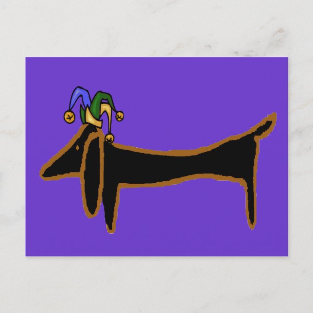 Mardi Gras Dachshund t Postcard (Front)