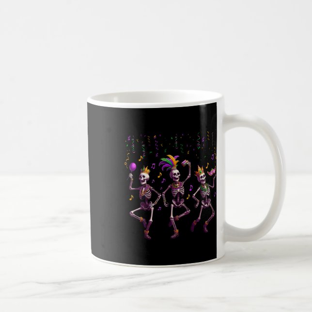 Mardi Gras Dancing Skeleton Funny 1  Coffee Mug (Right)