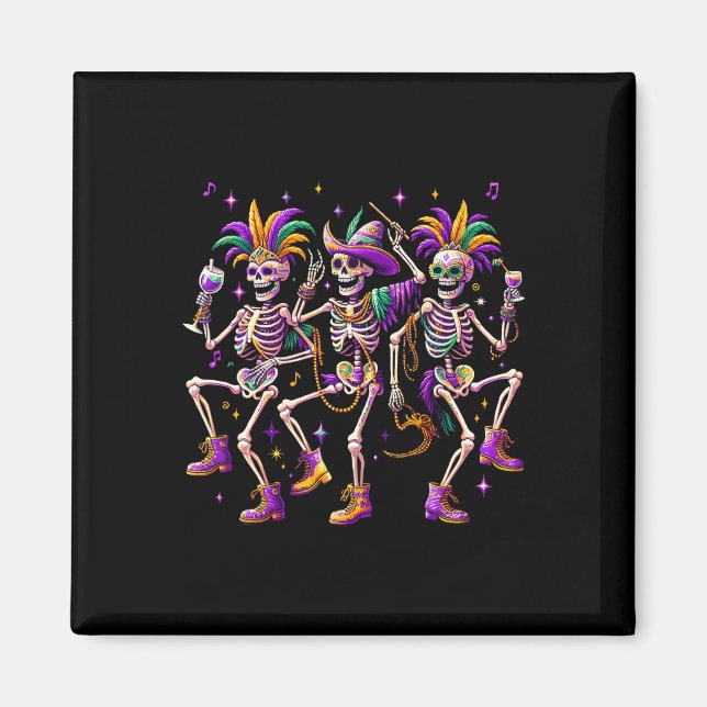 Mardi Gras Dancing Skeleton Funny  Magnet (Front)