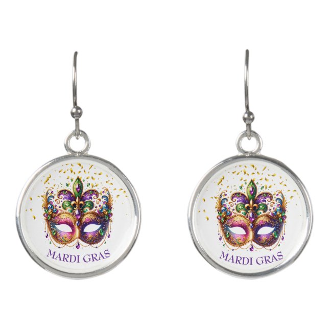 Mardi Gras Dangle Drop Earrings (Front)