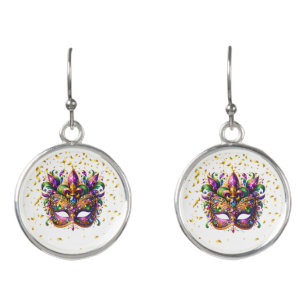 Mardi Gras Dangle Drop Earrings