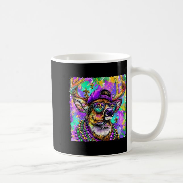Mardi Gras Deer Buck Hunting New Orleans Camo Men  Coffee Mug (Right)