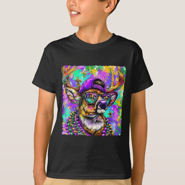 Mardi Gras Deer Buck Hunting New Orleans Camo Men  T-Shirt (Front)