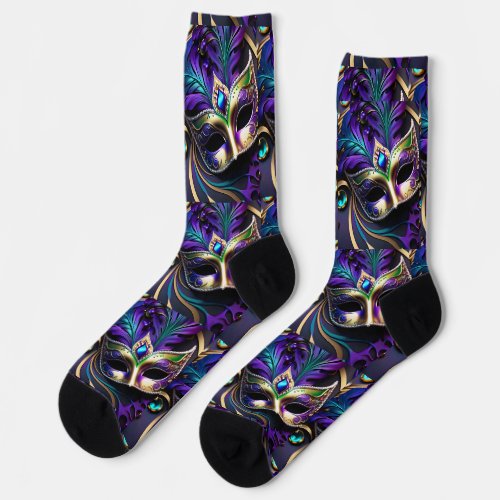 Mardi Gras Design Premium Crew Sock