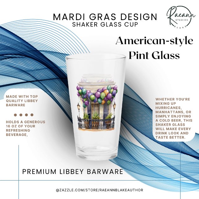 Mardi Gras Design Shaker Glass Cup (Creator Uploaded)