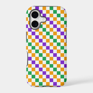Mardi gras diagonal checkerboard pattern iPhone 17 case