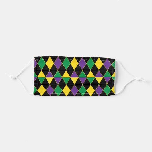 Mardi Gras Diamond Pattern Face Mask (Front, Folded)