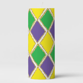 Mardi Gras Diamonds Pillar Candle