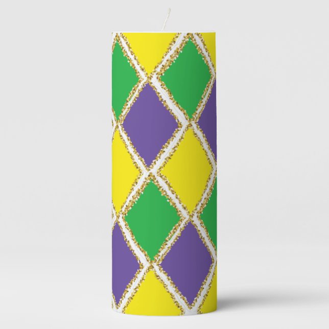 Mardi Gras Diamonds Pillar Candle (Front)