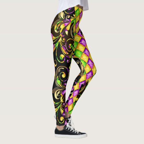 Mardi Gras Diamonds Pop Fashion Leggings