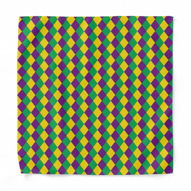 Mardi Gras Diamonds: Vibrant Festive Pattern Bandana (Front)