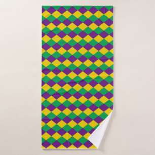 Mardi Gras Diamonds: Vibrant Festive Pattern Bath Towel