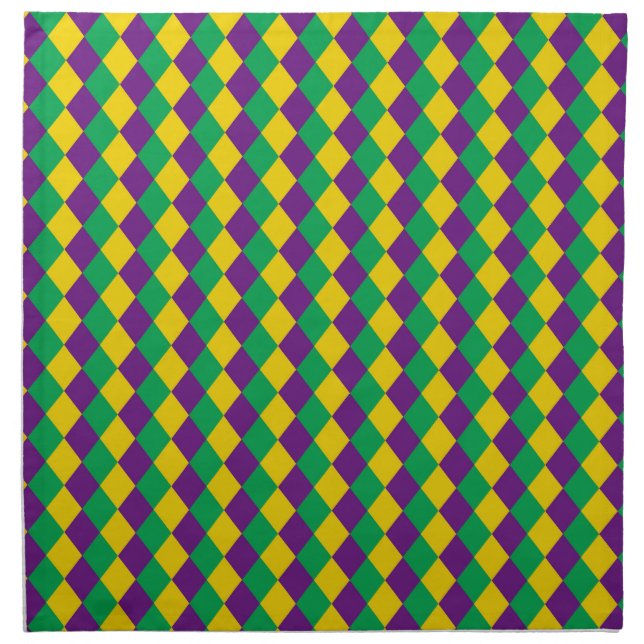 Mardi Gras Diamonds: Vibrant Festive Pattern Cloth Napkin (Front)