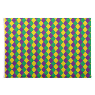 Mardi Gras Diamonds: Vibrant Festive Pattern Cloth Placemat
