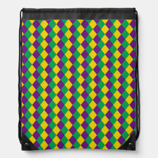 Mardi Gras Diamonds: Vibrant Festive Pattern Drawstring Bag