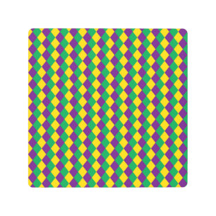 Mardi Gras Diamonds: Vibrant Festive Pattern Metal Print